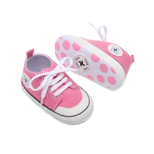 Baby Girls Boys Poyabzal Yumshoq Anti-Slip Taglik Yangi Tug'ilgan Birinchi Piyodalar Yuqori Top Canvas Denim Uniseks Go'dak Sneaker - 2