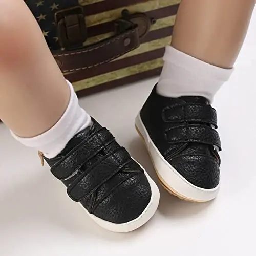 Baby Girls Boys Poyabzallari Yumshoq Sirpanishga Qarshi Taglik Yangi Tug'ilgan Birinchi Yuruvchilar Yuqori Top Tuval Denim Unisex Go'dak Krossovkasi - 2
