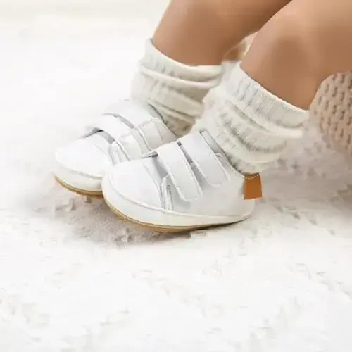 Baby Girls Boys Poyafzallari Yumshoq Anti-Slip Taglik Yangi Tug'ilgan Birinchi Yuruvchilar Yuqori Top Tuval Denim Unisex Go'dak Krossovkasi - 2