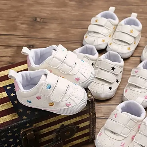 Baby Girls Boys Poyafzallari Yumshoq Sirpanishga qarshi Taglik Yangi tug'ilgan Birinchi Yuruvchilar Yuqori Top Tuval Denim Uniseks Go'dak Krossovkasi - BABY (1)