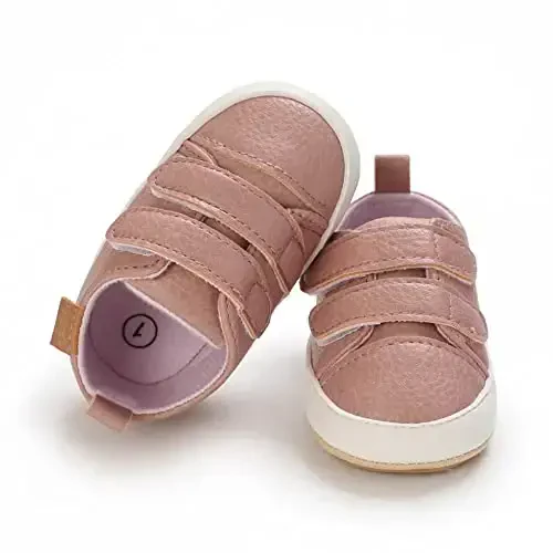 Baby Girls Boys Poyafzallari Yumshoq Sirpanishga Qarshi Taglik Yangi Tug'ilgan Birinchi Yuruvchilar Yuqori Top Tuval Jinsiy Bo'lmagan Unisex Go'dak Krossovkasi - 5