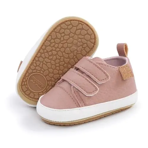 Baby Girls Boys Poyafzallari Yumshoq Sirpanishga Qarshi Taglik Yangi Tug'ilgan Birinchi Yuruvchilar Yuqori Top Tuval Jinsiy Bo'lmagan Unisex Go'dak Krossovkasi - 1