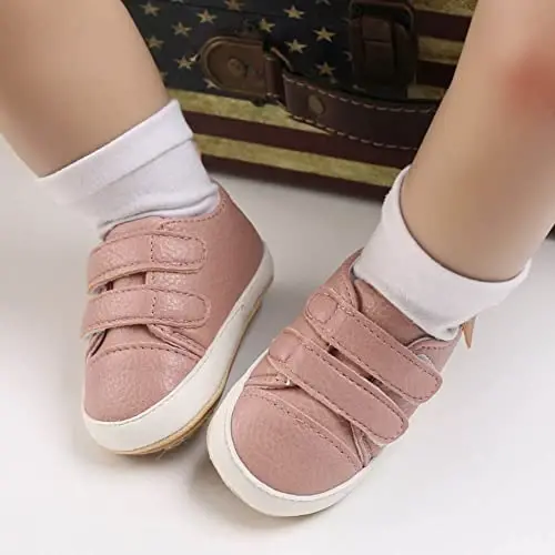 Baby Girls Boys Poyafzallari Yumshoq Sirpanishga Qarshi Taglik Yangi Tug'ilgan Birinchi Yuruvchilar Yuqori Top Tuval Jinsiy Bo'lmagan Unisex Go'dak Krossovkasi - 2