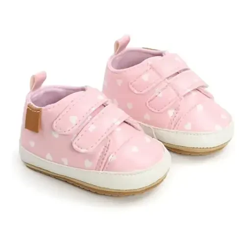 Baby Girls Boys Shoes Soft Anti-Slip Sole Newborn First Walkers High Top Canvas Denim Unisex Infant Sneaker - 3