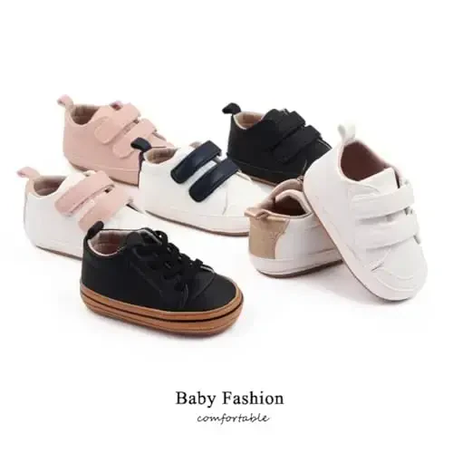 Baby Girls Boys Shoes Soft Anti-Slip Sole Newborn First Walkers High Top Canvas Denim Unisex Infant Sneaker - 4