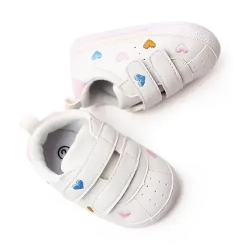 Baby Girls Boys Shoes Soft Anti-Slip Sole Newborn First Walkers High Top Canvas Denim Unisex Infant Sneaker - 5