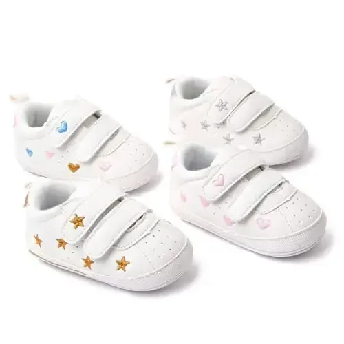 Baby Girls Boys Shoes Soft Anti-Slip Sole Newborn First Walkers High Top Canvas Denim Unisex Infant Sneaker - 6