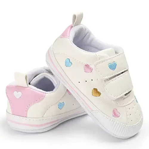 Baby Girls Boys Shoes Soft Anti-Slip Sole Newborn First Walkers High Top Canvas Denim Unisex Infant Sneaker - 5