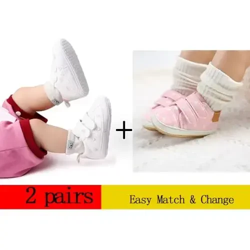 Baby Girls Boys Shoes Soft Anti-Slip Sole Newborn First Walkers High Top Canvas Denim Unisex Infant Sneaker - 3