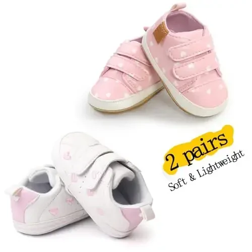 Baby Girls Boys Shoes Soft Anti-Slip Sole Newborn First Walkers High Top Canvas Denim Unisex Infant Sneaker - 4