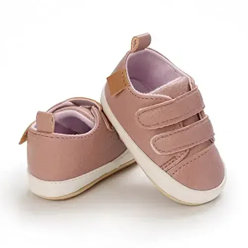 Baby Girls Boys Shoes Soft Anti-Slip Sole Newborn First Walkers High Top Canvas Denim Unisex Infant Sneaker - 4