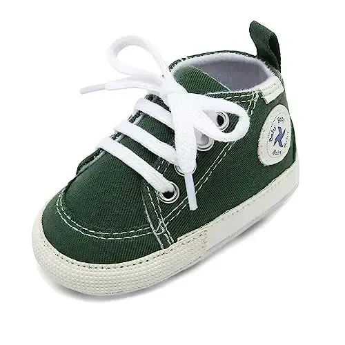 Baby Girls Boys Shoes Soft Anti-Slip Sole Newborn First Walkers High Top Canvas Denim Unisex Infant Sneaker - 1