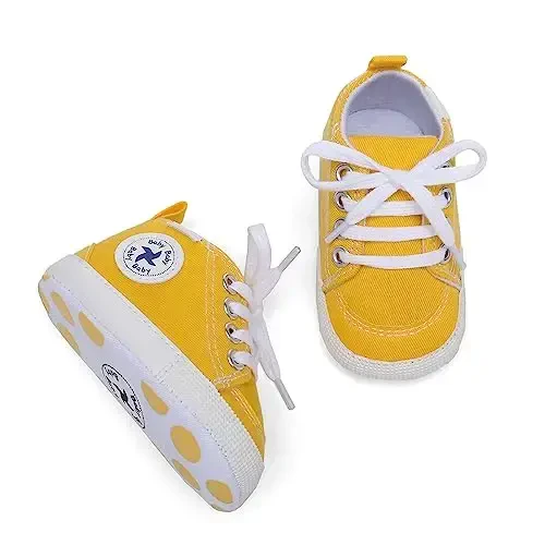 Baby Girls Boys Shoes Soft Anti-Slip Sole Newborn First Walkers High Top Canvas Denim Unisex Infant Sneaker - 4
