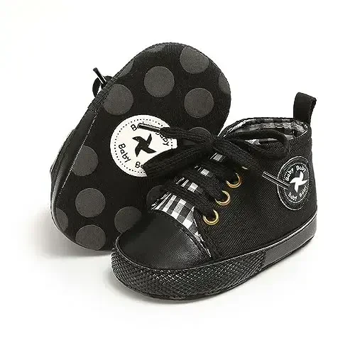 Baby Girls Boys Shoes Soft Anti-Slip Sole Newborn First Walkers High Top Canvas Denim Unisex Infant Sneaker 