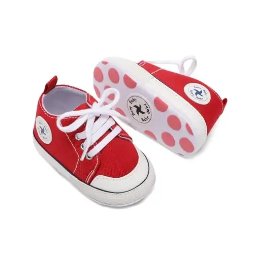 Baby Girls Boys Shoes Soft Anti-Slip Sole Newborn First Walkers High Top Canvas Denim Unisex Infant Sneaker - 2