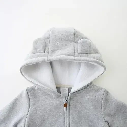 Baby Girls Boys Warm Adorable Hooded Kuzgi Bahorgi Ustki kiyim uchun fermuarlı palto 3-24M Bolalar Kurtkasi - BABY (1)