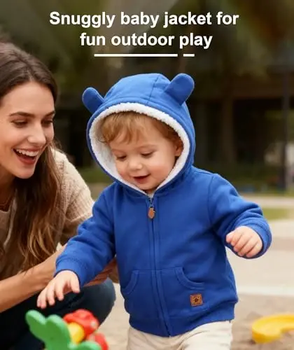 Baby Girls Boys Warm Adorable Hooded Zip Coat for Fall Spring Outerwear 3-24M Kids Jacket - 4