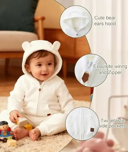Baby Girls Boys Warm Adorable Hooded Zip Coat for Fall Spring Outerwear 3-24M Kids Jacket - 3