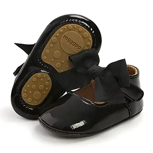 Baby Girls Mary Jane Flats Anti-Slip Rezina Taglik Bow Toddler Princess Libos Poyabzallari - 1