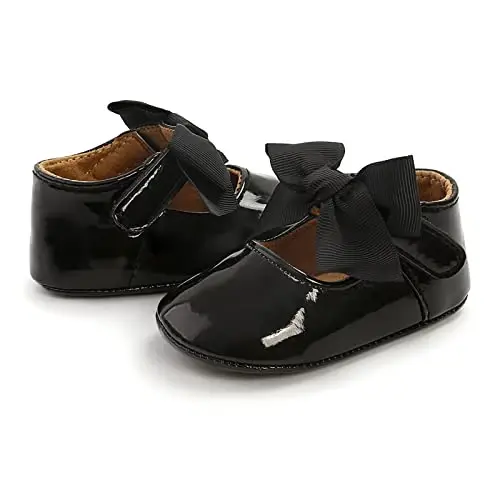 Baby Girls Mary Jane Flats Anti-Slip Rezina Taglik Bow Toddler Princess Libos Poyabzallari - 5