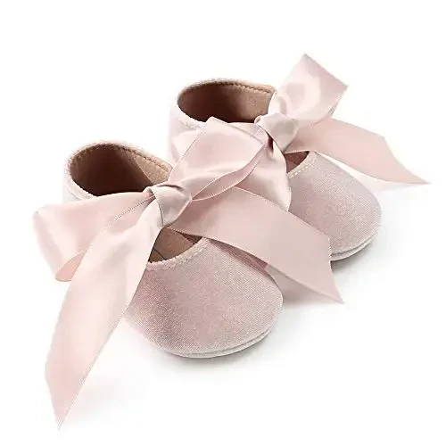 Baby Girls Mary Jane Flats Anti-Slip Rubber Sole Bow Toddler Princess Dress Shoes - 4
