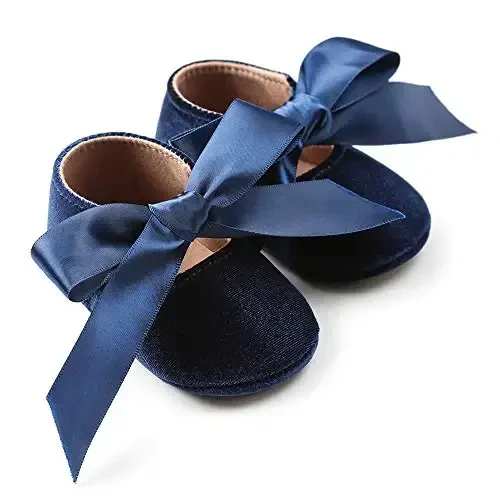 Baby Girls Mary Jane Flats Anti-Slip Rubber Sole Bow Toddler Princess Dress Shoes - 4