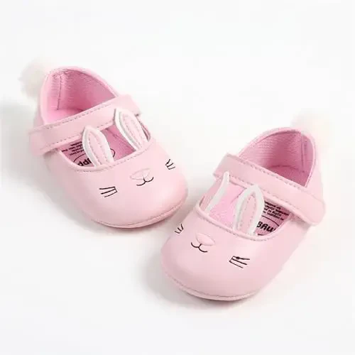 Baby Girls Mary Jane Flats Anti-Slip Rubber Sole Bow Toddler Princess Dress Shoes - 6