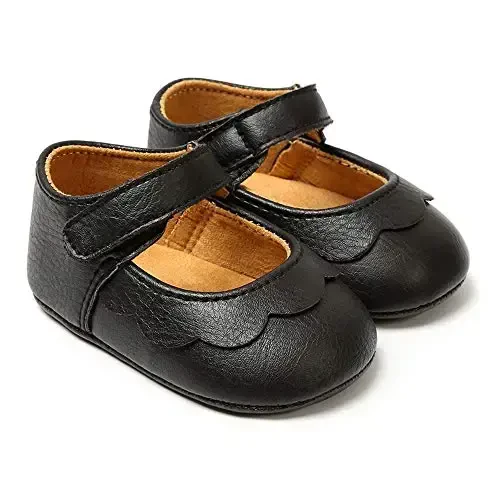 Baby Girls Mary Jane Flats Anti-Slip Rubber Sole Bow Toddler Princess Dress Shoes - 3