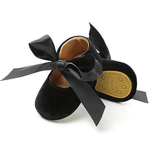 Baby Girls Mary Jane Flats Anti-Slip Rubber Sole Bow Toddler Princess Dress Shoes - 3