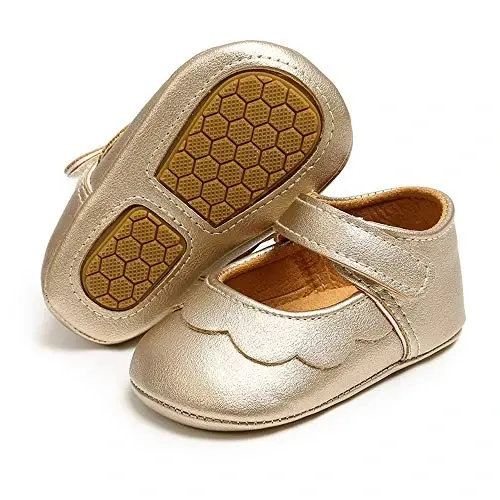 Baby Girls Mary Jane Flats Anti-Slip Rubber Sole Bow Toddler Princess Dress Shoes - BABY (1)