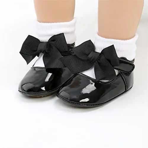 Baby Girls Mary Jane Flats Anti-Slip Rubber Sole Bow Toddler Princess Dress Shoes - 2