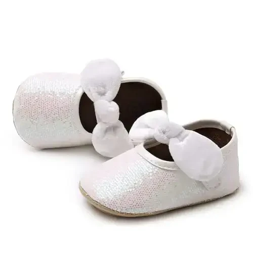 Baby Girls Mary Jane Flats Anti-Slip Rubber Sole Bow Toddler Princess Dress Shoes - 5