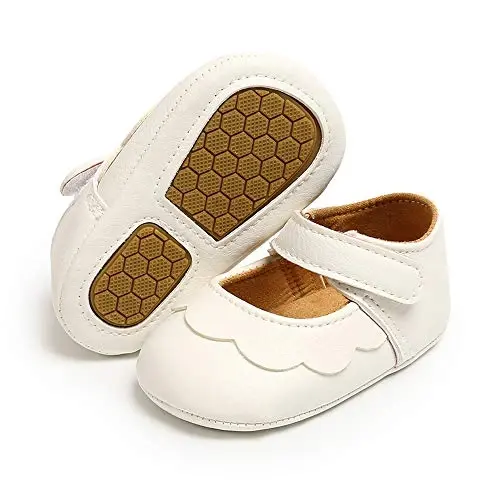 Baby Girls Mary Jane Flats Anti-Slip Rubber Sole Bow Toddler Princess Dress Shoes - 3