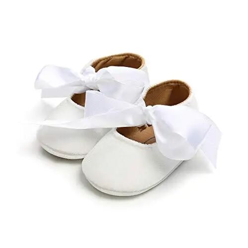 Baby Girls Mary Jane Flats Anti-Slip Rubber Sole Bow Toddler Princess Dress Shoes - Baby