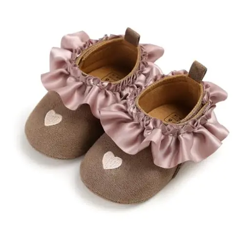 Baby Girls Mary Jane Flats Anti-Slip Rubber Sole Bow Toddler Princess Dress Shoes - 6