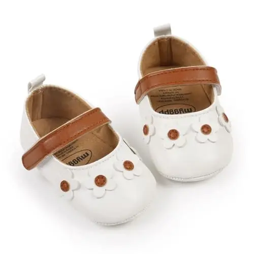 Baby Girls Mary Jane Flats Shoes with Non-Slip Soft Sole Toddler First Walkers Newborn Princess Dress Shoes - 4