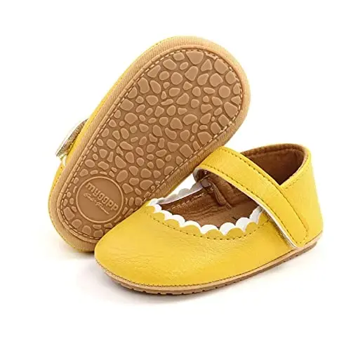 Baby Girls Mary Jane Flats poyabzallari, sirpanmaydigan yumshoq taglikli chaqaloqlar, birinchi qadam tashlayotganlar, yangi tug'ilgan malika ko'ylak poyabzallari - 4