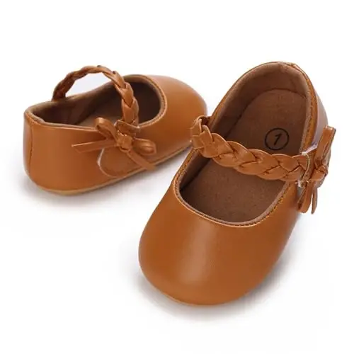 Baby Girls Mary Jane Flats Poyabzallari Sirpanmaydigan Yumshoq Taglikli Go'dak Birinchi Yuruvchilar Yangi Tug'ilgan chaqaloqlar uchun malika ko'ylak Poyafzallari - 5