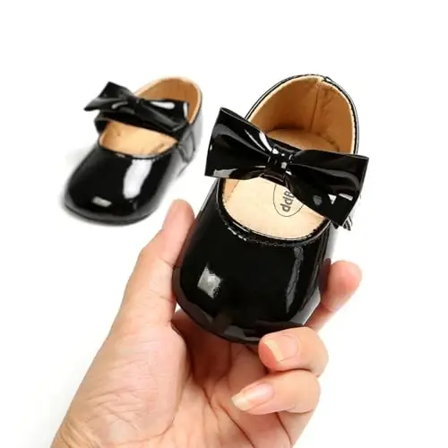 Baby Girls Mary Jane Flats Poyafzallari Sirpanmaydigan Yumshoq Taglikli Go'dak Birinchi Qadamlar Yangi Tug'ilgan Chaqaloq Malika Libos Poyafzallari - 4