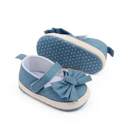 Baby Girls Mary Jane Flats Poyafzallari Sirpanmaydigan Yumshoq Taglikli Go'daklar Birinchi Yuruvchilar Yangi Tug'ilgan Malika Ko'ylak Poyafzallari - 3