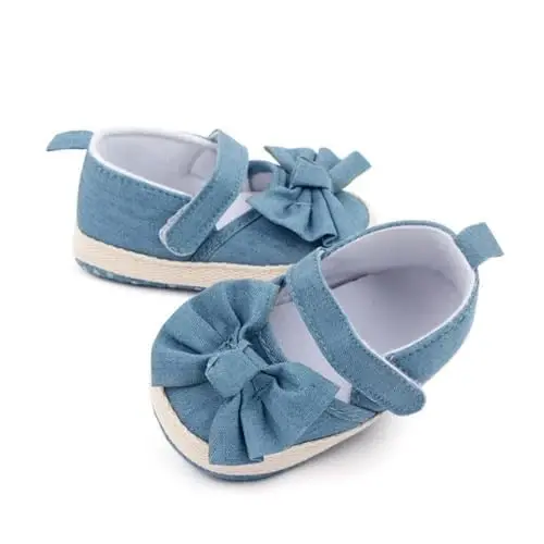 Baby Girls Mary Jane Flats Poyafzallari Sirpanmaydigan Yumshoq Taglikli Go'daklar Birinchi Yuruvchilar Yangi Tug'ilgan Malika Ko'ylak Poyafzallari - 4
