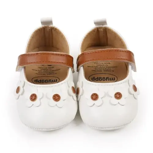 Baby Girls Mary Jane Flats Shoes with Non-Slip Soft Sole Toddler First Walkers Newborn Princess Dress Shoes - 5
