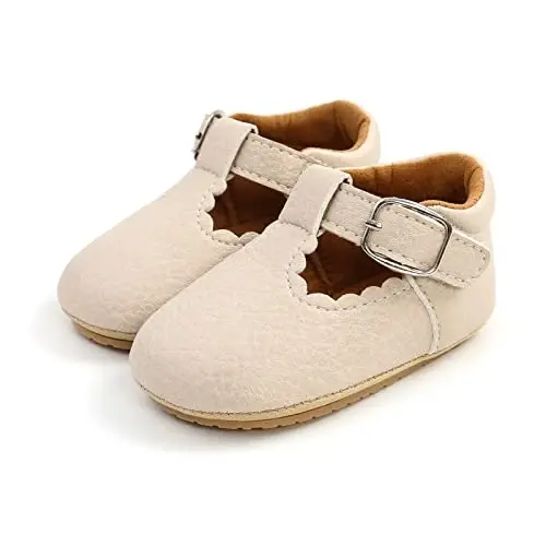Baby Girls Mary Jane Flats Shoes with Non-Slip Soft Sole Toddler First Walkers Newborn Princess Dress Shoes - 3
