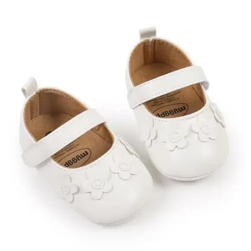 Baby Girls Mary Jane Flats Shoes with Non-Slip Soft Sole Toddler First Walkers Newborn Princess Dress Shoes - 4