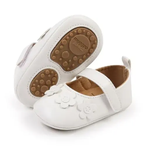 Baby Girls Mary Jane Flats Shoes with Non-Slip Soft Sole Toddler First Walkers Newborn Princess Dress Shoes - 1