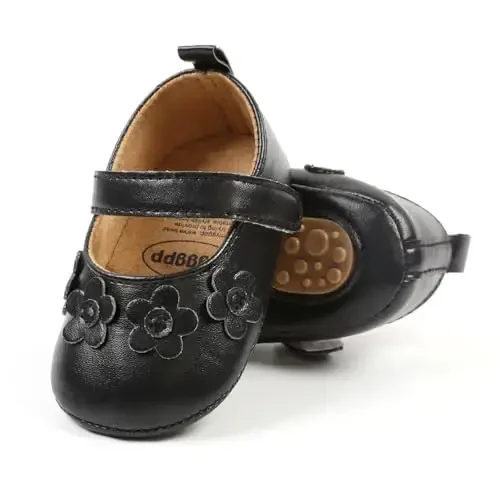 Baby Girls Mary Jane Flats Shoes with Non-Slip Soft Sole Toddler First Walkers Newborn Princess Dress Shoes - 5