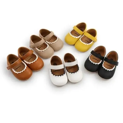 Baby Girls Mary Jane Flats Shoes with Non-Slip Soft Sole Toddler First Walkers Newborn Princess Dress Shoes - BABY (1)