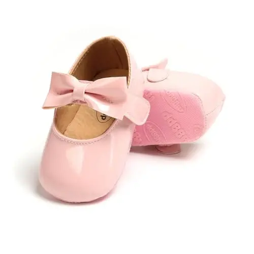 Baby Girls Mary Jane Flats Shoes with Non-Slip Soft Sole Toddler First Walkers Newborn Princess Dress Shoes - 5