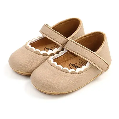 Baby Girls Mary Jane Flats Shoes with Non-Slip Soft Sole Toddler First Walkers Newborn Princess Dress Shoes - 4