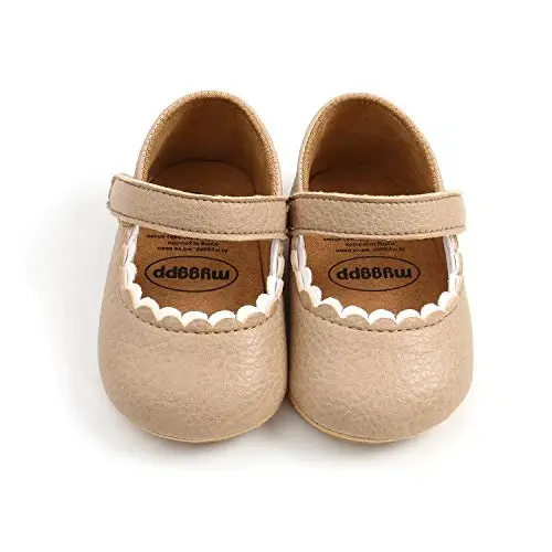 Baby Girls Mary Jane Flats Shoes with Non-Slip Soft Sole Toddler First Walkers Newborn Princess Dress Shoes - 5